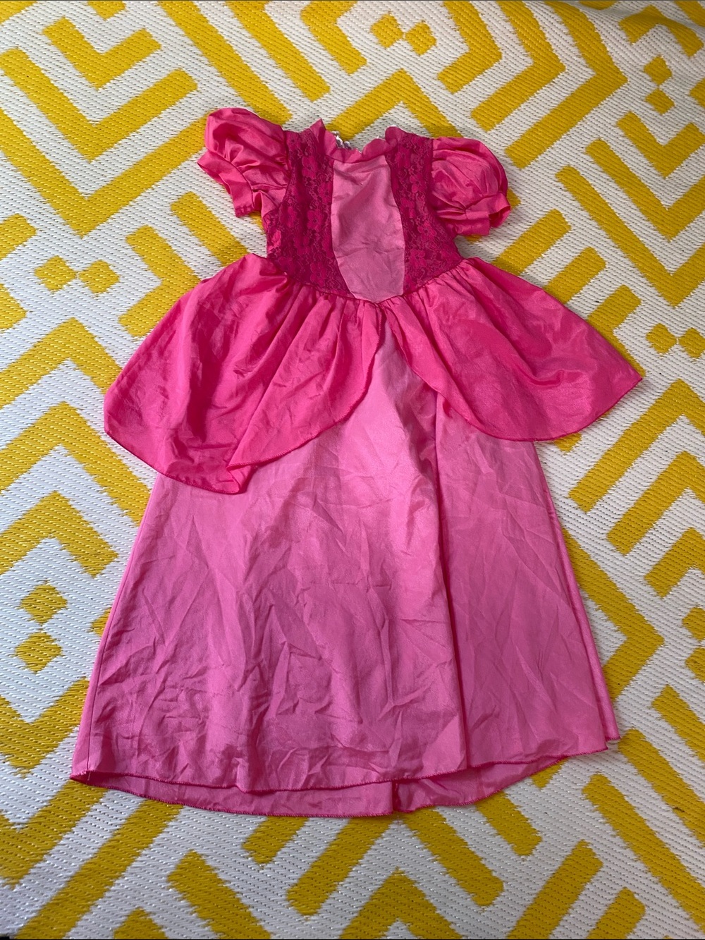 Girls Fuchsia Satin Party Dress with Lace Bodice